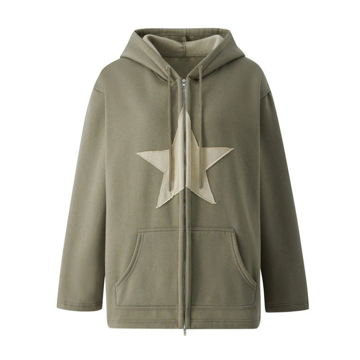 Star Patch Cotton Loose Sweatshirt