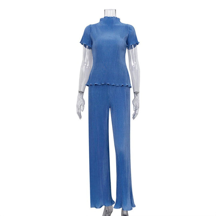 Women's Shirt Pleated Two Piece Set