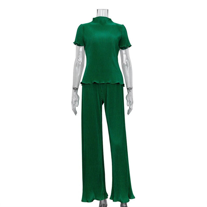 Women's Shirt Pleated Two Piece Set