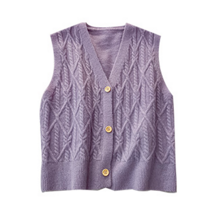 The Diamond Knitted Cardigan Vest