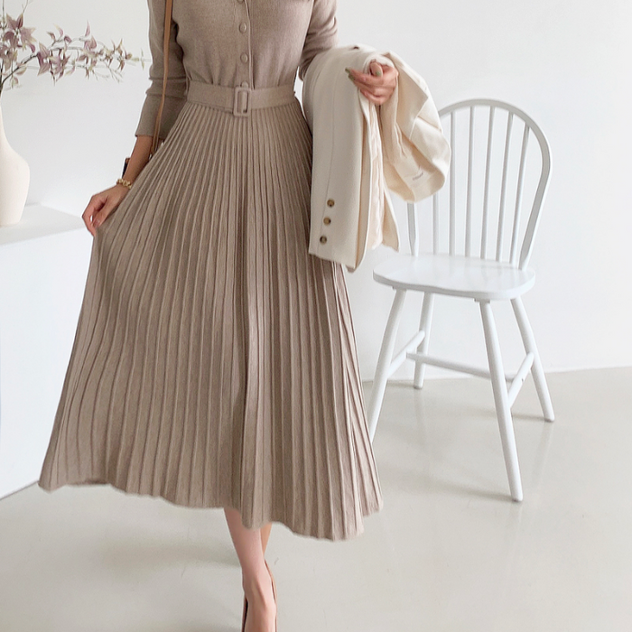 The Pleated Sweater Dress