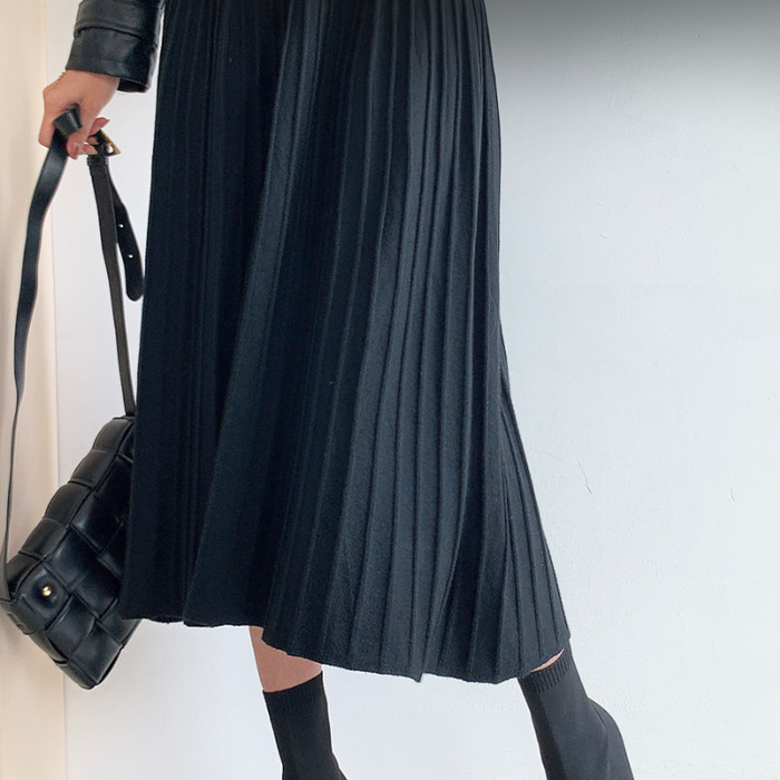 The Pleated Sweater Dress