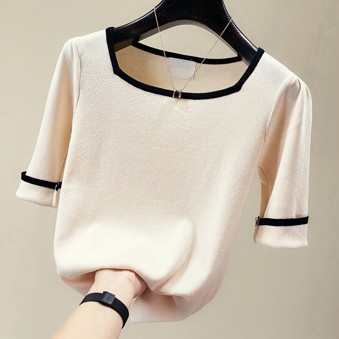 The Square Collar Knitted Top