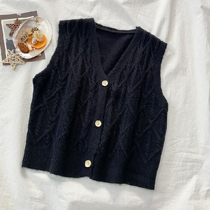 The Diamond Knitted Cardigan Vest