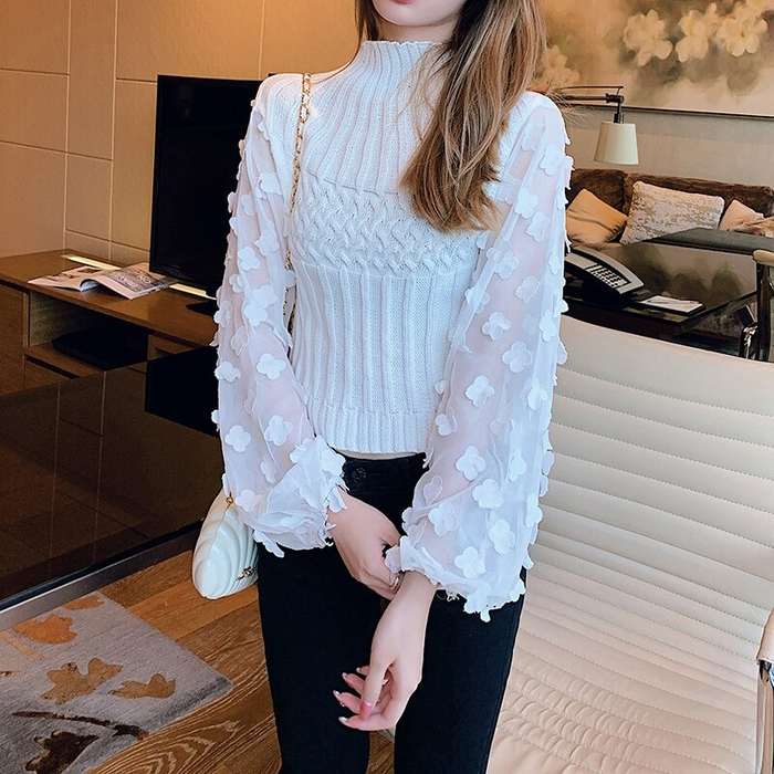 The Flower Sleeve Knitted Sweater
