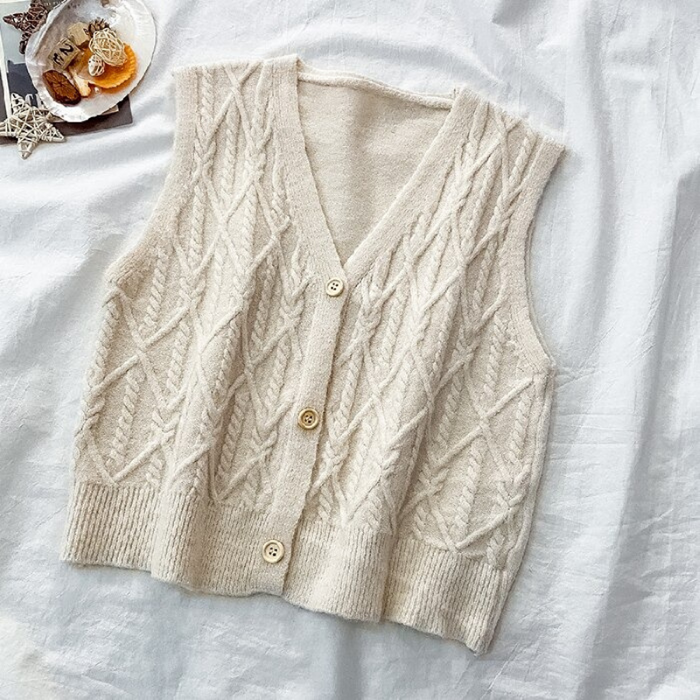 The Diamond Knitted Cardigan Vest