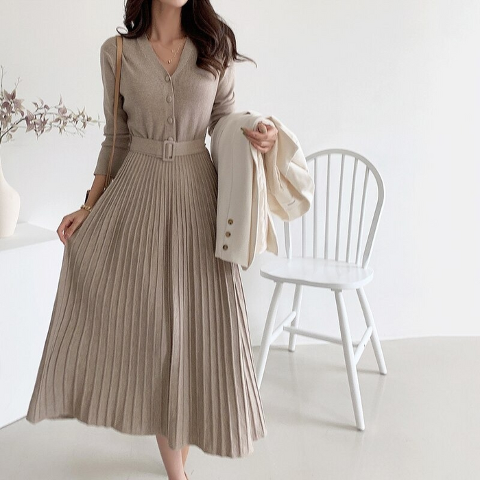 The Pleated Sweater Dress