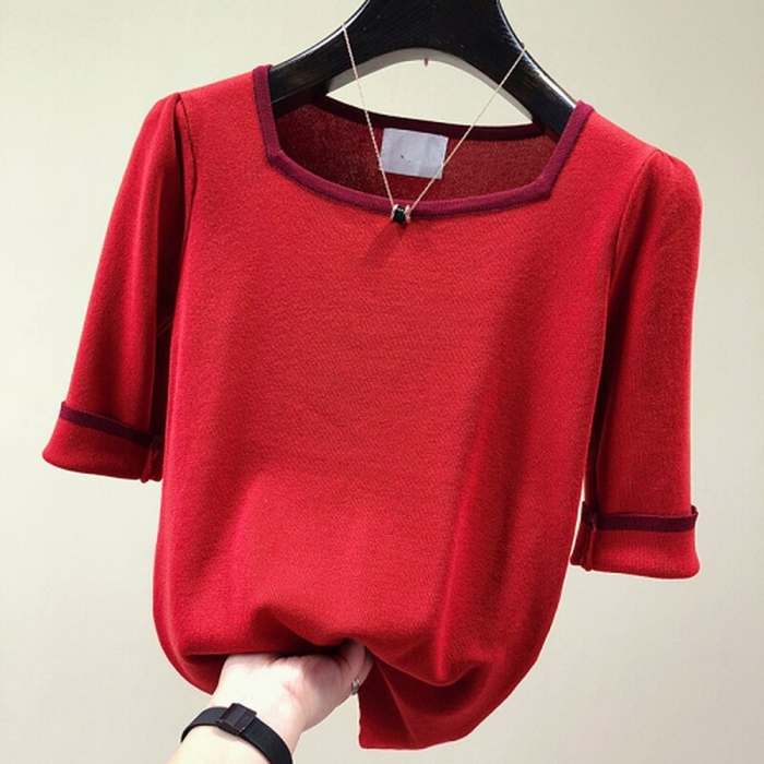 The Square Collar Knitted Top