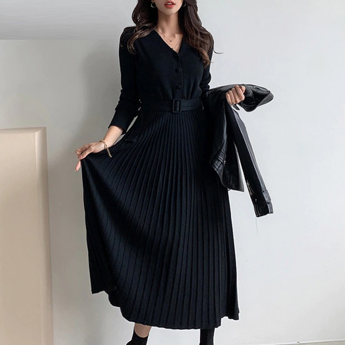 The Pleated Sweater Dress