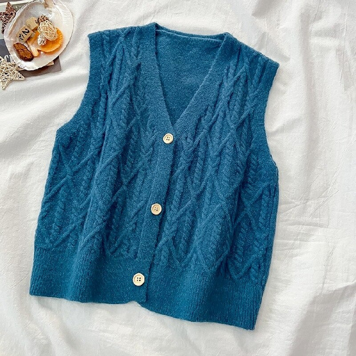 The Diamond Knitted Cardigan Vest