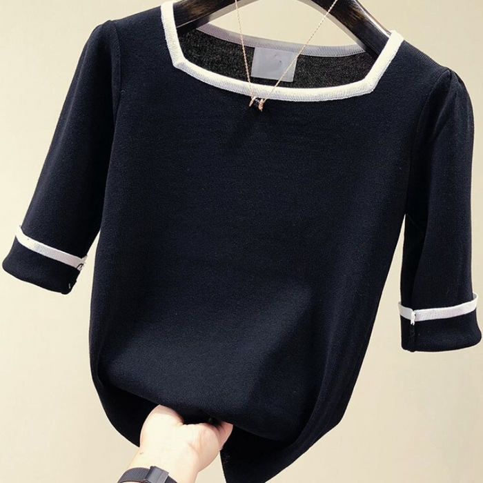 The Square Collar Knitted Top