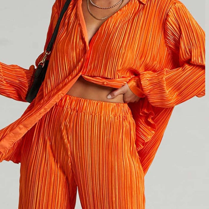 Casual Shirt Pleated Pants Suit