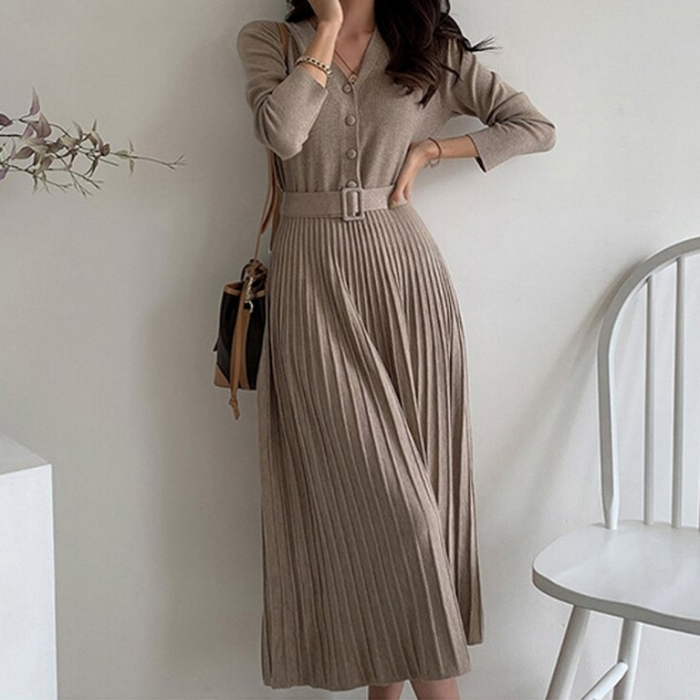 The Pleated Sweater Dress