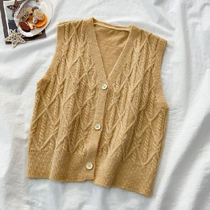 The Diamond Knitted Cardigan Vest