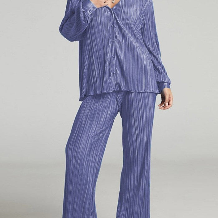 Casual Shirt Pleated Pants Suit