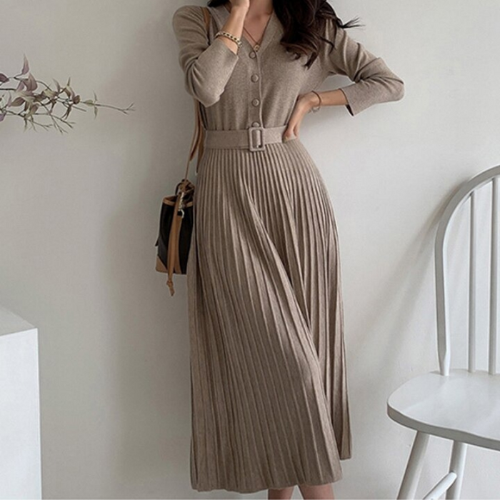 The Pleated Sweater Dress