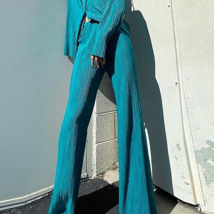 Casual Shirt Pleated Pants Suit