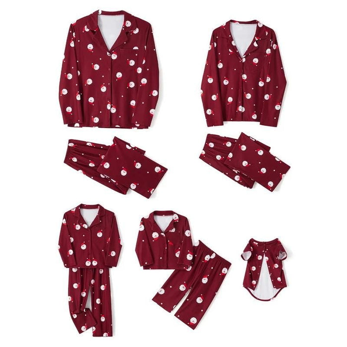 Red Santa Claus Print Pajamas Set