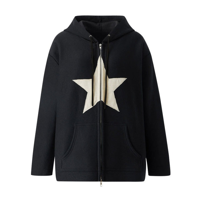 Star Patch Cotton Loose Sweatshirt