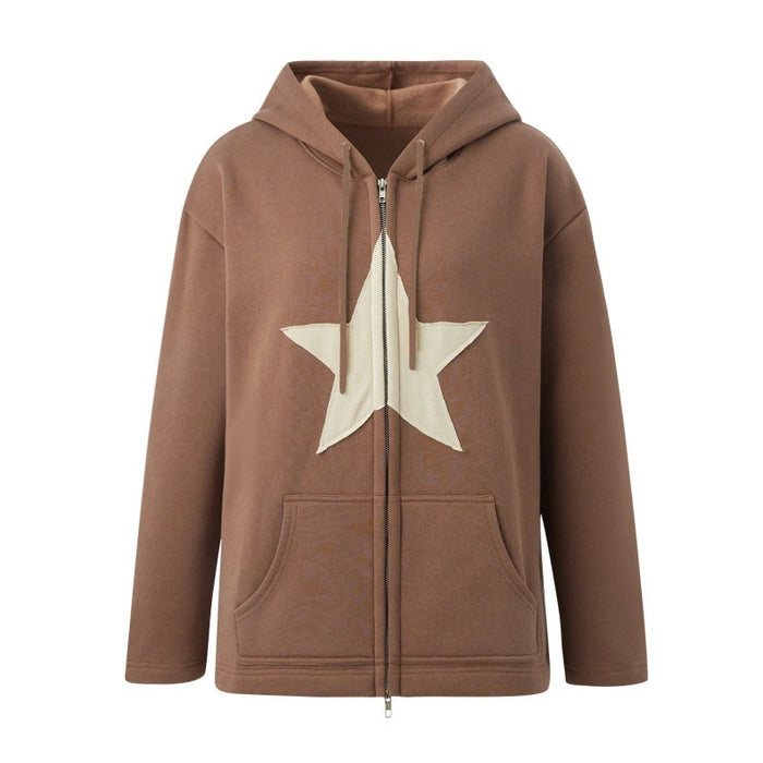 Star Patch Cotton Loose Sweatshirt