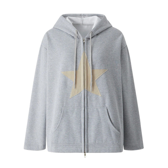 Star Patch Cotton Loose Sweatshirt