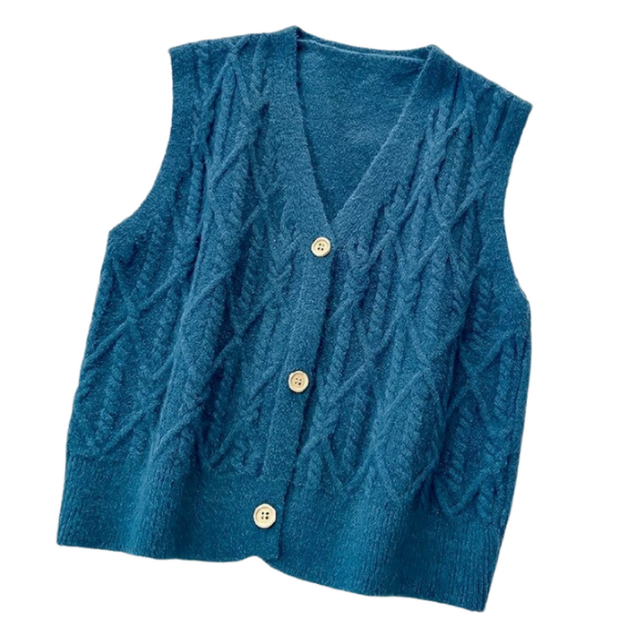 The Diamond Knitted Cardigan Vest