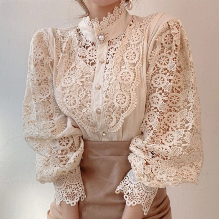 The Flower Lace Long Sleeve Blouse