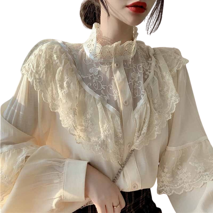 The Korean Lace Up Raffled Blouse