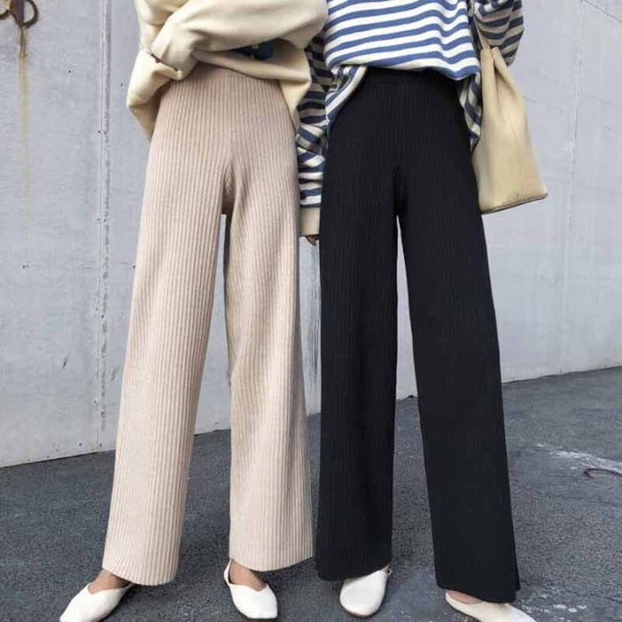 The Elastic Waist Striped Wide Bottom Pants