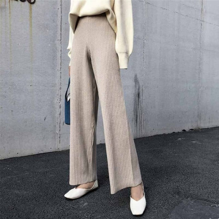 The Elastic Waist Striped Wide Bottom Pants