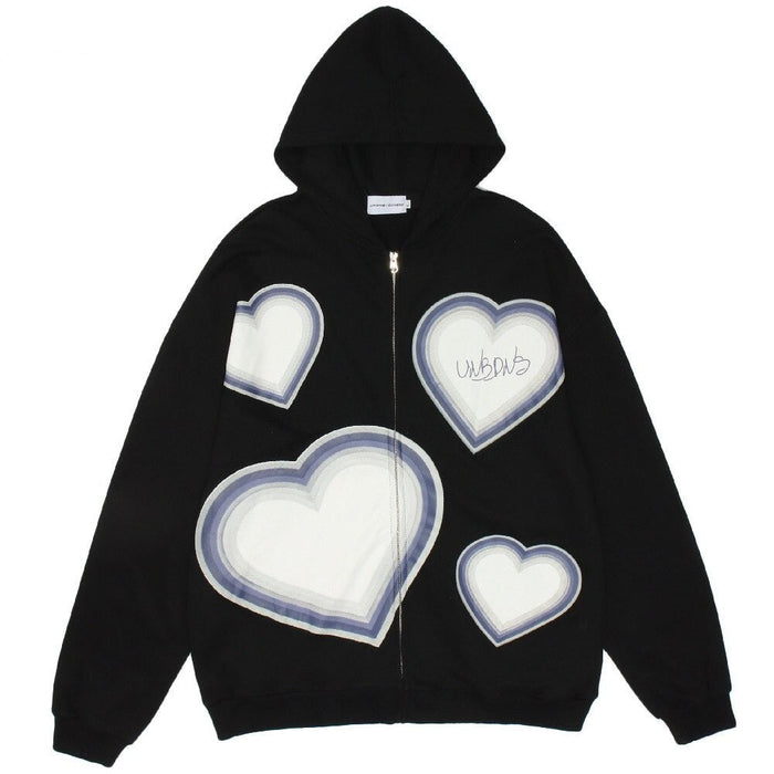 Butterfly Print Zip Up Hoodies