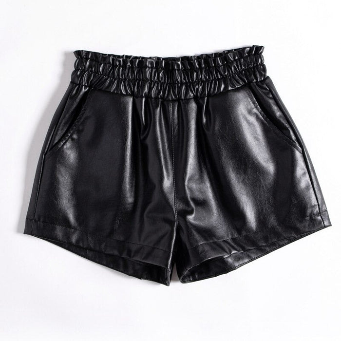 The Thin Autumn High Waist Leather Shorts