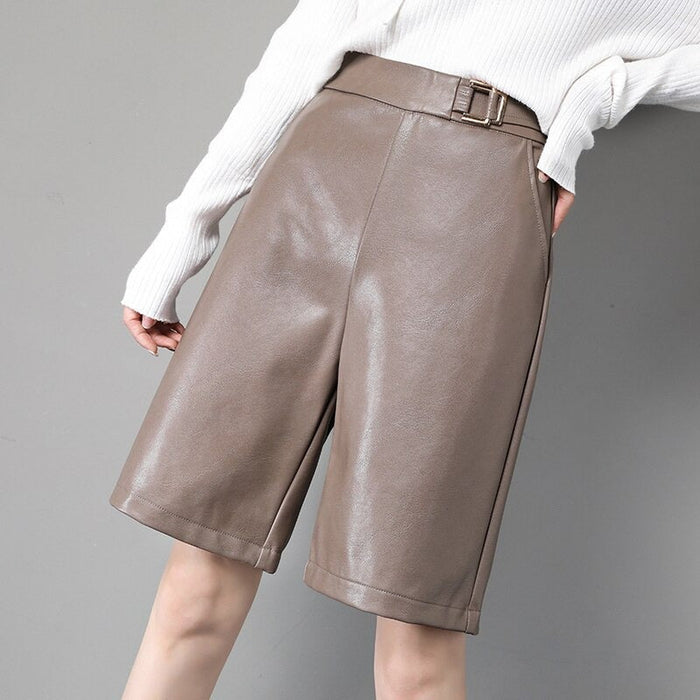 The Casual Wide Leg Leather Shorts