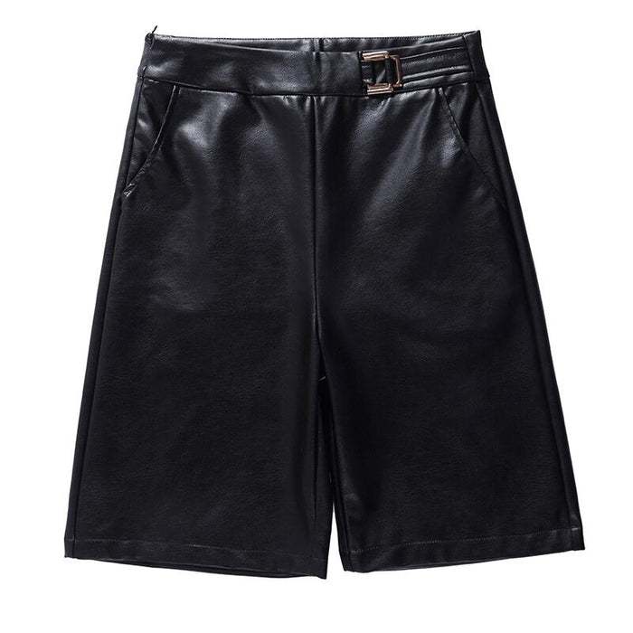 The Casual Wide Leg Leather Shorts